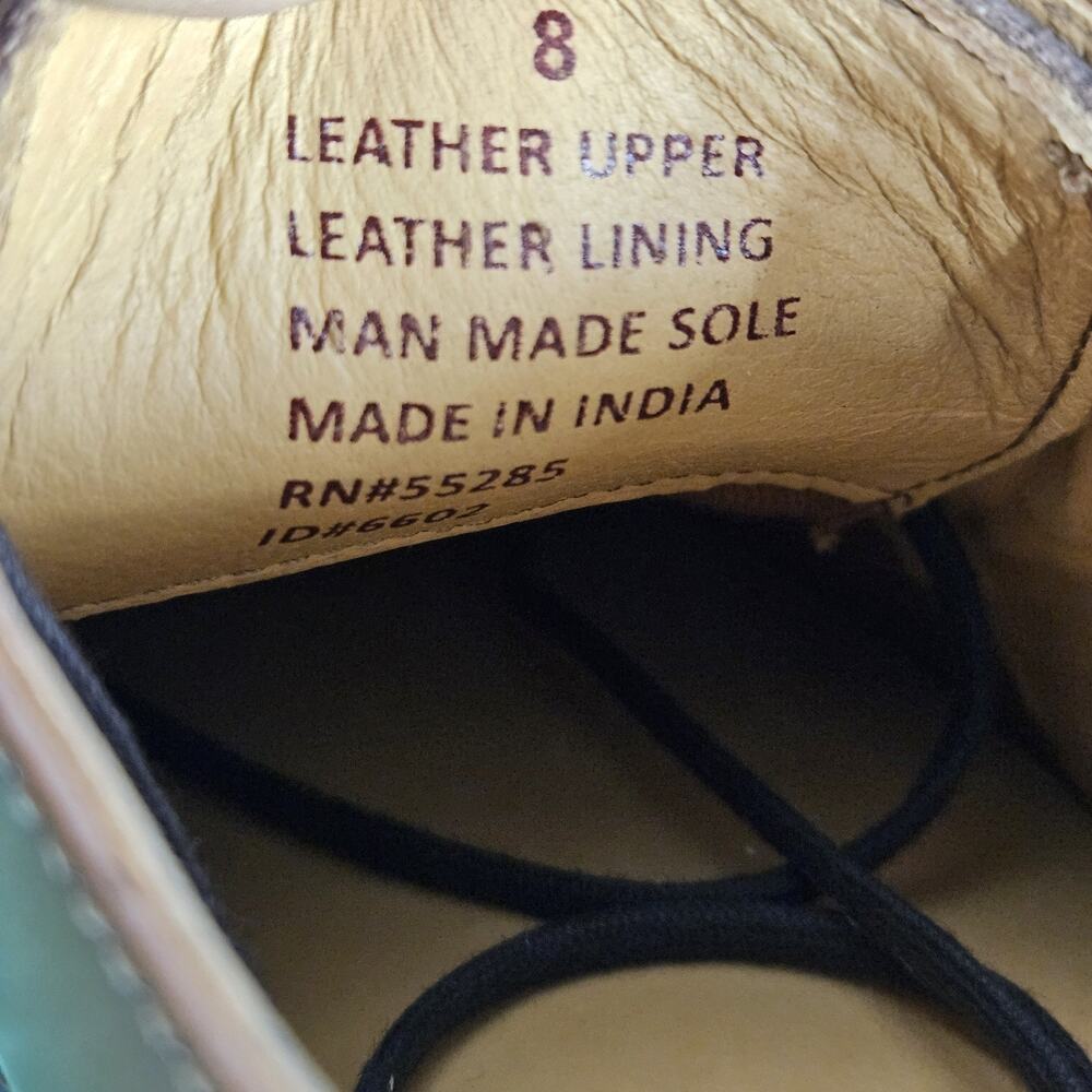 EXPRESS Brown Finished Leather Plain Toe Oxfords … - image 8